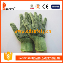 Tricot de corde vert lourd avec des gants en PVC noir Dkp206